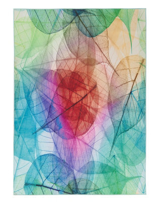 Beliani Leaf Loom Multicolour Watercolour Leaf Print Low Pile Rug 140 X 200 Cm - image 1