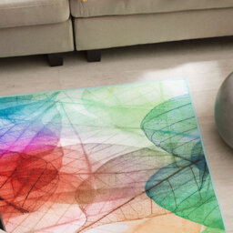 Beliani Leaf Loom Multicolour Watercolour Leaf Print Low Pile Rug 140 X 200 Cm - thumbnail 2
