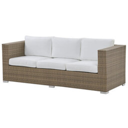 Beliani Garden Lounge Set With Table And Ottoman 5 Seater Belluno Pe Rattan White - thumbnail 7