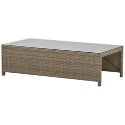 Beliani Garden Lounge Set With Table And Ottoman 5 Seater Belluno Pe Rattan White - thumbnail 9