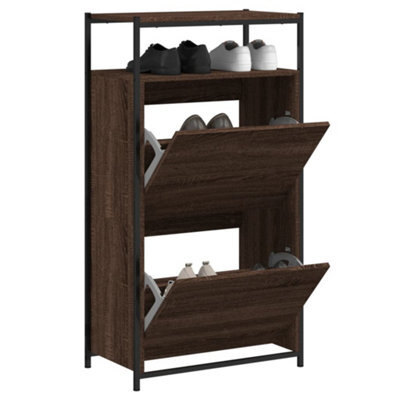 Walplus Shoe Cabinet Brown Oak 60X34X112 Engineered Wood - image 1