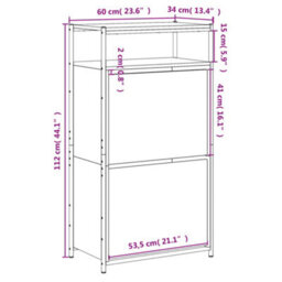 Walplus Shoe Cabinet Brown Oak 60X34X112 Engineered Wood - thumbnail 9