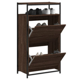 Walplus Shoe Cabinet Brown Oak 60X34X112 Engineered Wood - thumbnail 1