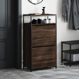 Walplus Shoe Cabinet Brown Oak 60X34X112 Engineered Wood - thumbnail 3
