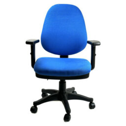 Chelsea Office Chair With Adjustable Arms In Blue Fabric - thumbnail 3