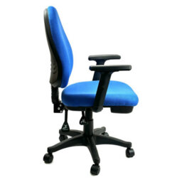 Chelsea Office Chair With Adjustable Arms In Blue Fabric - thumbnail 2