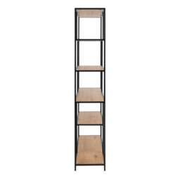 Wyld Haus El Paso Asymmetrical Black Bookcase With 5 Wild Oak Effect Shelves - thumbnail 4