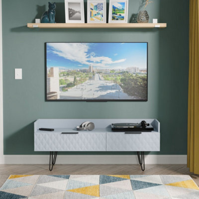 Anzio Matt Denim Blue Media Unit With 2 Drawers, (H)50.1Cm X (W)128.2Cm X (D)39.4Cm - image 1