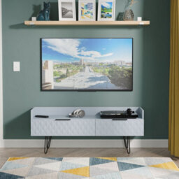 Anzio Matt Denim Blue Media Unit With 2 Drawers, (H)50.1Cm X (W)128.2Cm X (D)39.4Cm - thumbnail 1