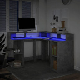 Walplus Desk With Led Lights Concrete Grey 130X130X91 Cm Engineered Wood - thumbnail 5