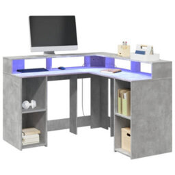 Walplus Desk With Led Lights Concrete Grey 130X130X91 Cm Engineered Wood - thumbnail 1