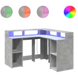 Walplus Desk With Led Lights Concrete Grey 130X130X91 Cm Engineered Wood - thumbnail 2