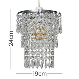 Valuelights 3 Tier Pair Of Clear Acrylic Bead Droplet Ceiling Lamp Shades - thumbnail 7