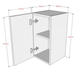 300mm Wall Kitchen Cabinet - 720mm High - Quick-Fix Hinges - White Matt - Flat Pack - thumbnail 2
