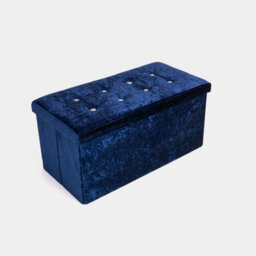 Home Republic Crushed Velvet  Storage Ottoman - Two Seater Navy - thumbnail 4
