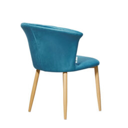 Life Interiors Single Blue Elsa Velvet Dining Chair With Wooden Legs, Curved Back & Comfortable Seating - thumbnail 4