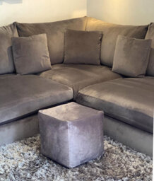Beautiful Beanbags Luxury Plush Velvet Beanbag Cube Footstool Large Pouffe Bean Bags - Grey
