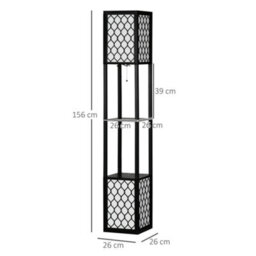 Homcom 2-Light Modern Floor Lamp With Shelves For Living Room, Bedroom, Black - thumbnail 3