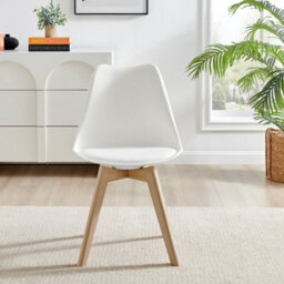 Furniturebox Set Of 2 Dining Chairs - Stockholm Scandi Dining Chairs - White Plastic Wood Leg Dining Chairs - Kitchen Dining Room Chairs - thumbnail 2