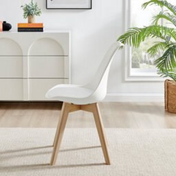 Furniturebox Set Of 2 Dining Chairs - Stockholm Scandi Dining Chairs - White Plastic Wood Leg Dining Chairs - Kitchen Dining Room Chairs - thumbnail 3