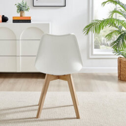 Furniturebox Set Of 2 Dining Chairs - Stockholm Scandi Dining Chairs - White Plastic Wood Leg Dining Chairs - Kitchen Dining Room Chairs - thumbnail 4