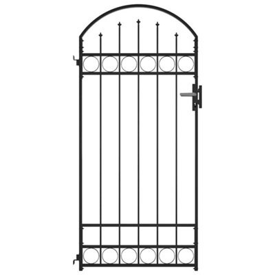 Berkfield Elegant Fence Gate With Arched Top Steel 89X200 Cm Black - image 1