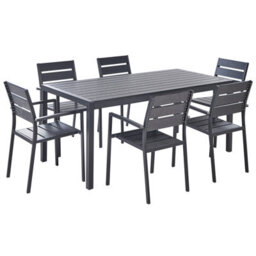 Beliani Garden Dining Set 6 Seater Vernio Black - thumbnail 1
