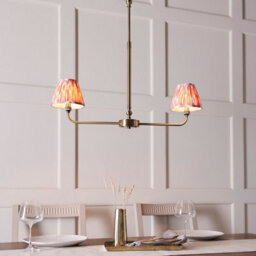 Luminosa Lighting Luminosa Lille Antique Brass Plate Pendant Light With Coral Pink Fabric Ikat Shade 16Cm 2X B22 - thumbnail 4