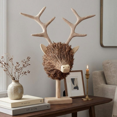 Garden Greatness Relica Wooden Stag Head Sculpture - image 1