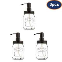 3Pcs 500Ml Kilner Glass Lotion Bathroom Shower Pump Liquid Bath Soap Dispenser - thumbnail 1