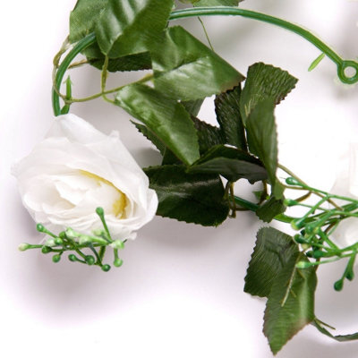 Best Artificial 7Ft Ivory White Silk Rose Garland Decoration - Perfect From Home, Office Or Events - image 1