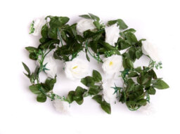 Best Artificial 7Ft Ivory White Silk Rose Garland Decoration - Perfect From Home, Office Or Events - thumbnail 2