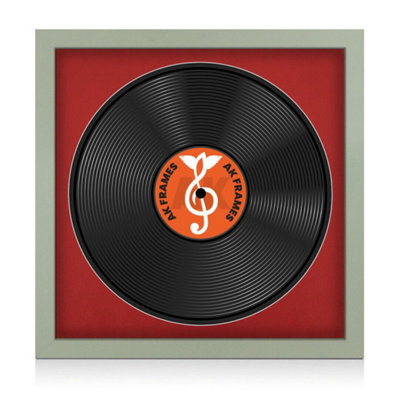 "16X16"" Green Modern Vinyl Record Frame With Crimson Mount For 12 Inch Lp Disc - Ak Frames" - image 1