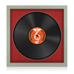 "16X16"" Green Modern Vinyl Record Frame With Crimson Mount For 12 Inch Lp Disc - Ak Frames" - thumbnail 1