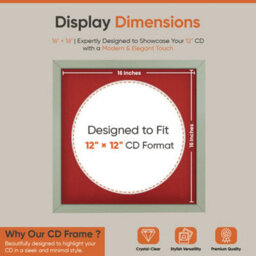 "16X16"" Green Modern Vinyl Record Frame With Crimson Mount For 12 Inch Lp Disc - Ak Frames" - thumbnail 2