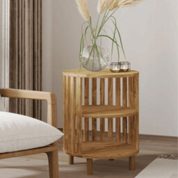 Home Source Luna 3 Tier Round Open Shelf Side Lamp Table