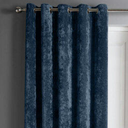 Intimates Crushed Velvet Eyelet Door Curtain - Navy