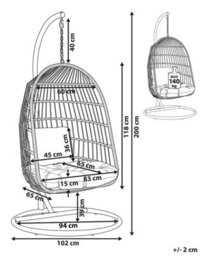Beliani Hanging Chair With Stand Allera Metal Black - thumbnail 3