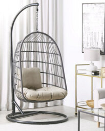 Beliani Hanging Chair With Stand Allera Metal Black - thumbnail 2