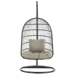 Beliani Hanging Chair With Stand Allera Metal Black - thumbnail 4