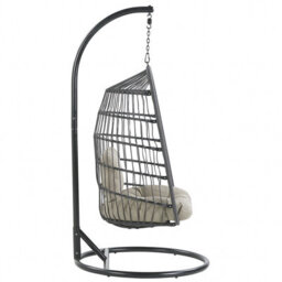 Beliani Hanging Chair With Stand Allera Metal Black - thumbnail 6