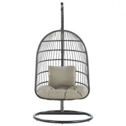Beliani Hanging Chair With Stand Allera Metal Black - thumbnail 5
