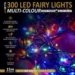 Netta Christmas Tree Lights 300 Led 15M Fairy String Lights Plug In With Timer And Memory Functions For Outdoor/indoor Use - Multi - thumbnail 2