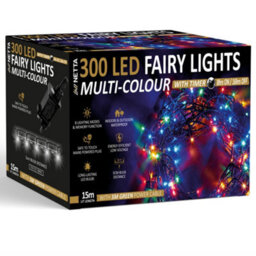 Netta Christmas Tree Lights 300 Led 15M Fairy String Lights Plug In With Timer And Memory Functions For Outdoor/indoor Use - Multi - thumbnail 1