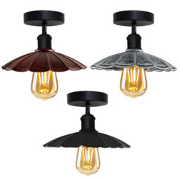 Industrial-Semi Flush Mount Vintage Ceiling Light Industrial Metal 22Cm Umbrella Lampshade Pendant Lighting For Dining Room - thumbnail 7