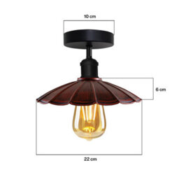 Industrial-Semi Flush Mount Vintage Ceiling Light Industrial Metal 22Cm Umbrella Lampshade Pendant Lighting For Dining Room - thumbnail 4