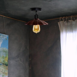 Industrial-Semi Flush Mount Vintage Ceiling Light Industrial Metal 22Cm Umbrella Lampshade Pendant Lighting For Dining Room - thumbnail 5