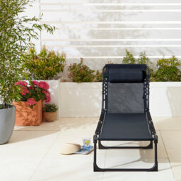 Neo Pair Of Black Outdoor Folding Garden Sun Lounger - thumbnail 3