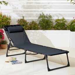 Neo Pair Of Black Outdoor Folding Garden Sun Lounger - thumbnail 8