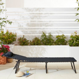 Neo Pair Of Black Outdoor Folding Garden Sun Lounger - thumbnail 9